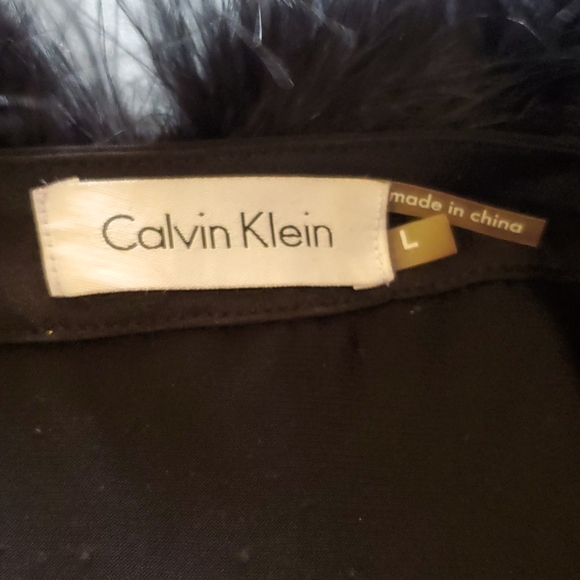CALVIN KLEIN Womens Black Faux Fur Long Sleeve Open Cardigan Top Size: L - Picture 6 of 6